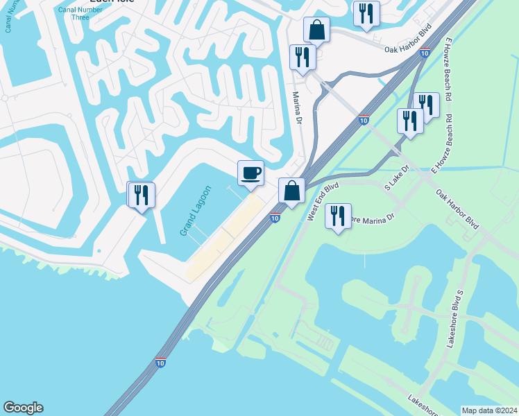 map of restaurants, bars, coffee shops, grocery stores, and more near 1244 Harbor Drive in Slidell