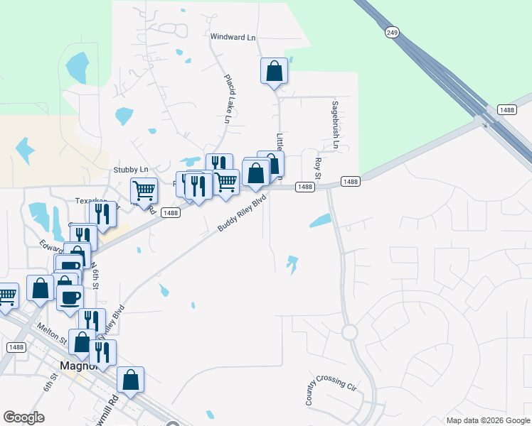 map of restaurants, bars, coffee shops, grocery stores, and more near 119 Lee Street in Magnolia