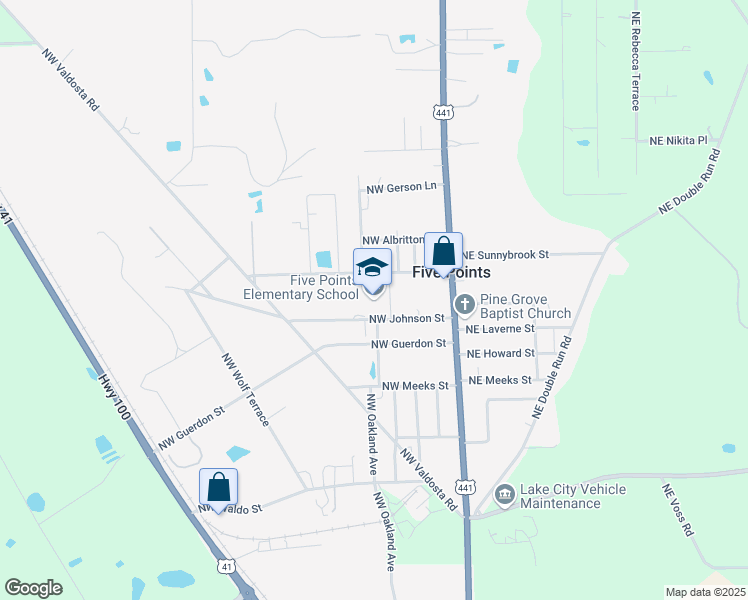 map of restaurants, bars, coffee shops, grocery stores, and more near 303 Northwest Johnson Street in Lake City