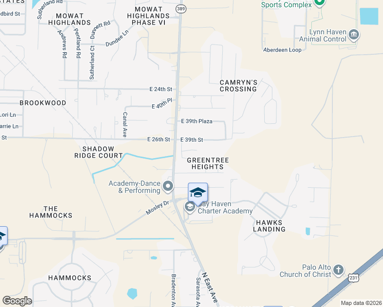 map of restaurants, bars, coffee shops, grocery stores, and more near 2652 Peyton Way in Panama City
