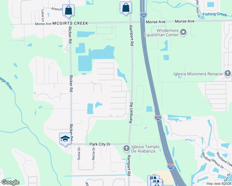 map of restaurants, bars, coffee shops, grocery stores, and more near 7340 Grey Fox Lane in Jacksonville