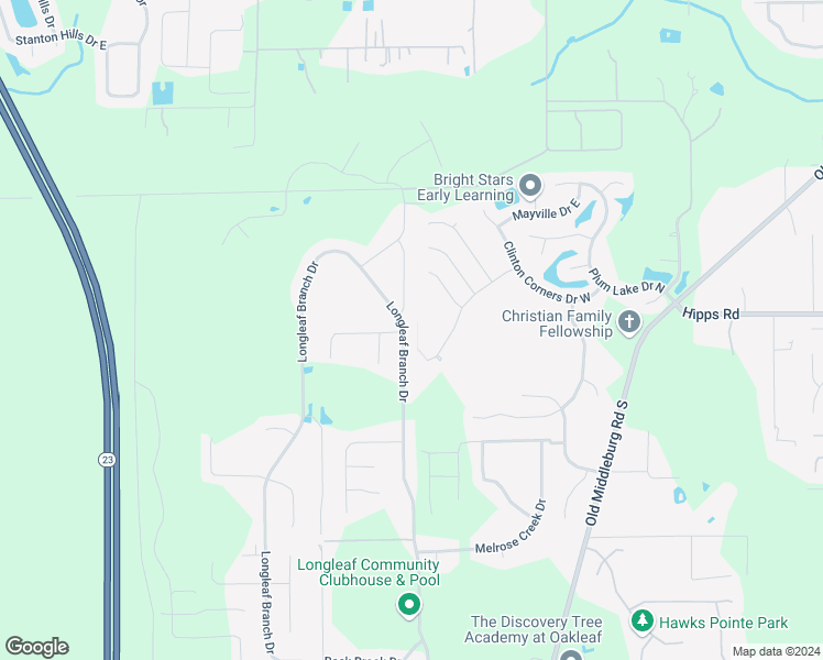 map of restaurants, bars, coffee shops, grocery stores, and more near 7081 Longleaf Branch Drive in Jacksonville