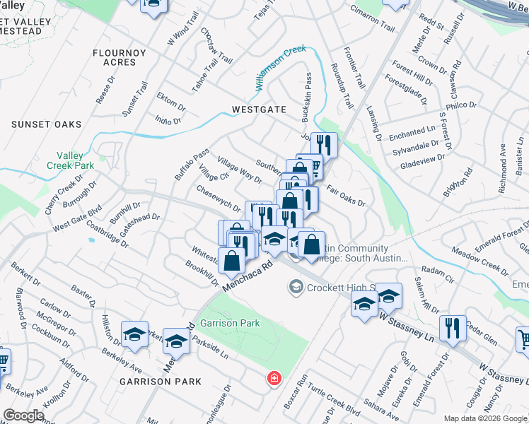 map of restaurants, bars, coffee shops, grocery stores, and more near 5415 Fairmont Circle in Austin