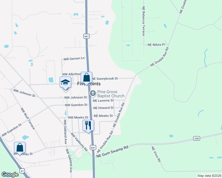 map of restaurants, bars, coffee shops, grocery stores, and more near 287 Northeast Windall Lane in Lake City