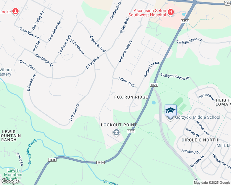 map of restaurants, bars, coffee shops, grocery stores, and more near 9127 Granada Hills Drive in Austin