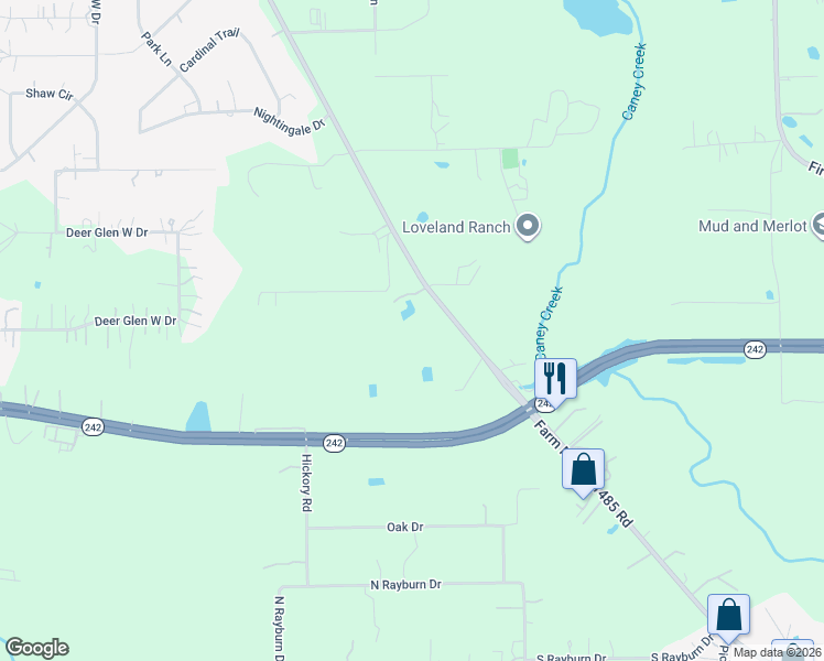 map of restaurants, bars, coffee shops, grocery stores, and more near 15890 Farm to Market 1485 in Conroe