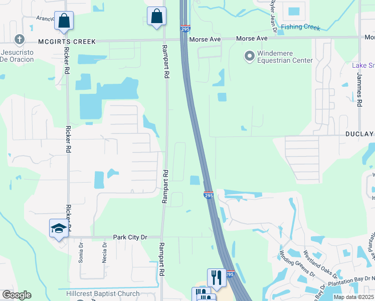map of restaurants, bars, coffee shops, grocery stores, and more near West Beltway 295 in Jacksonville