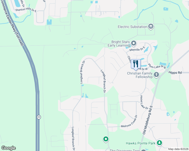 map of restaurants, bars, coffee shops, grocery stores, and more near 10148 Ramsey Falls Drive in Jacksonville