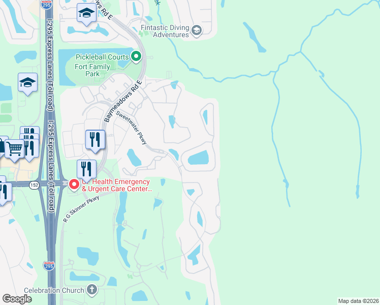 map of restaurants, bars, coffee shops, grocery stores, and more near 11953 Surfbird Circle in Jacksonville