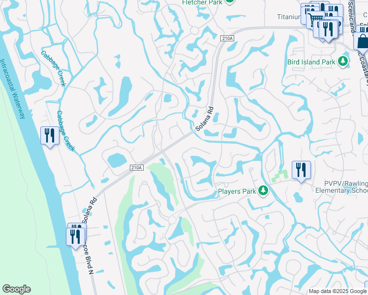 map of restaurants, bars, coffee shops, grocery stores, and more near 7009 Cypress Bridge Drive North in Palm Valley