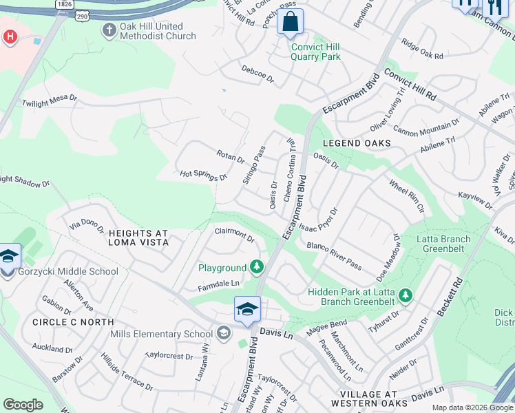 map of restaurants, bars, coffee shops, grocery stores, and more near 8114 Billy Bonney Court in Austin