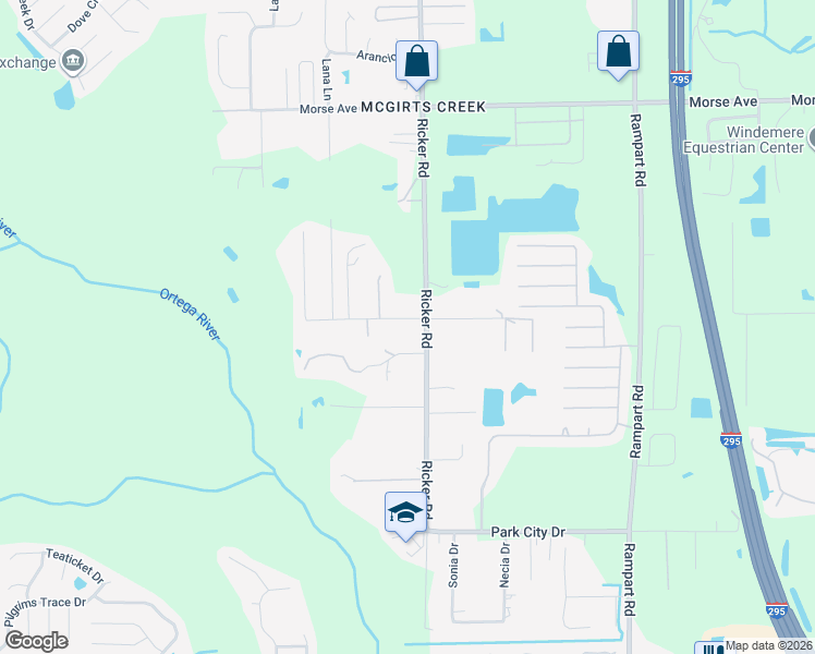 map of restaurants, bars, coffee shops, grocery stores, and more near 7616 Townsend Road in Jacksonville