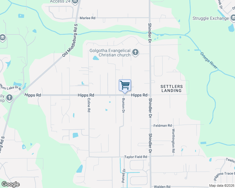 map of restaurants, bars, coffee shops, grocery stores, and more near 7063 Camfield Street in Jacksonville