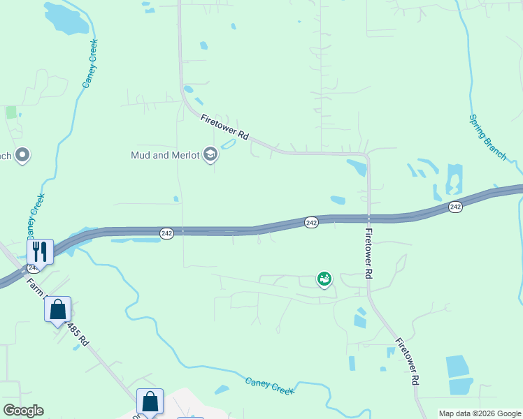 map of restaurants, bars, coffee shops, grocery stores, and more near 1-99 Deer Ridge Drive in Conroe