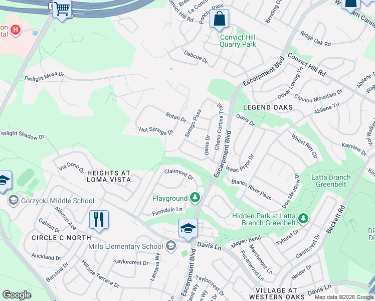 map of restaurants, bars, coffee shops, grocery stores, and more near 8114 Billy Bonney Court in Austin