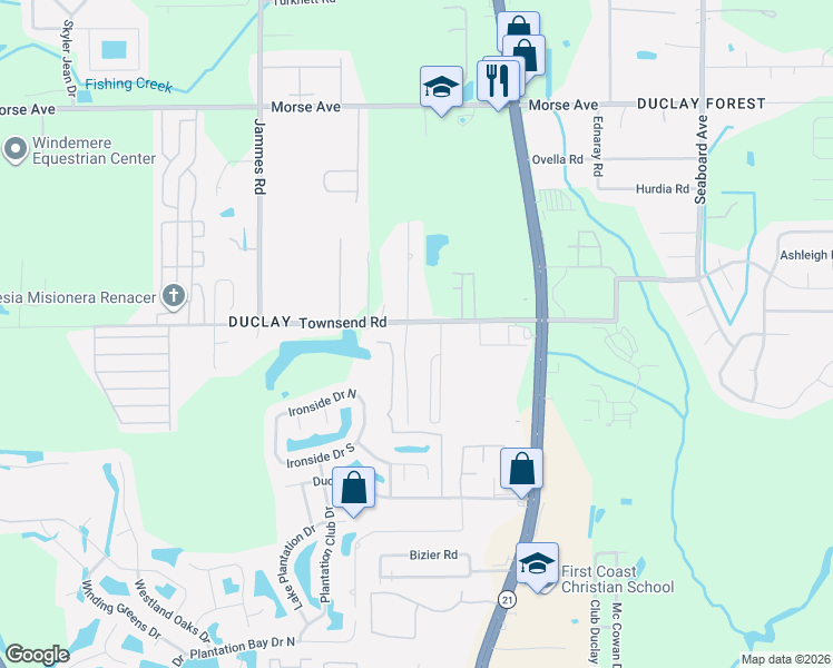 map of restaurants, bars, coffee shops, grocery stores, and more near 1 Armadillo Creek in Jacksonville