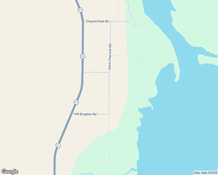 map of restaurants, bars, coffee shops, grocery stores, and more near Davis Peacock Road in Calhoun County