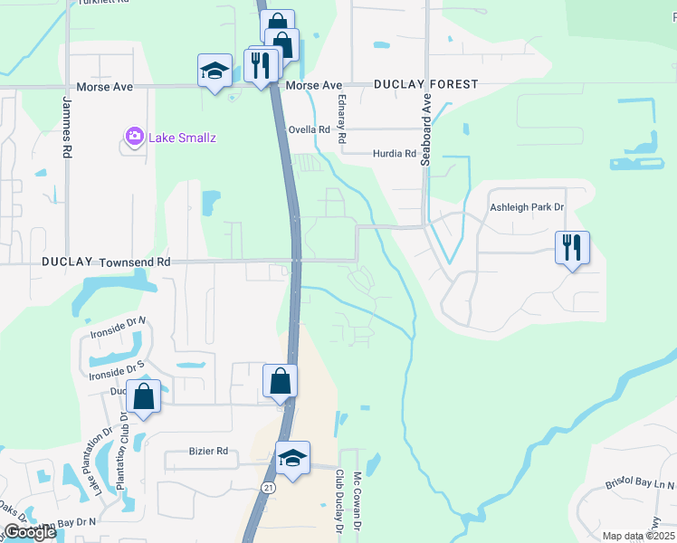 map of restaurants, bars, coffee shops, grocery stores, and more near 5900 Townsend Road in Jacksonville