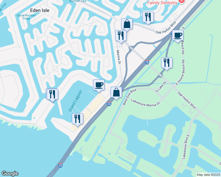 map of restaurants, bars, coffee shops, grocery stores, and more near 820 Marina Drive in Slidell