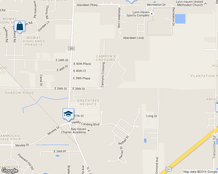 map of restaurants, bars, coffee shops, grocery stores, and more near 2709 Camryns Court in Panama City