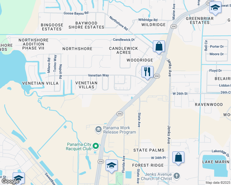 map of restaurants, bars, coffee shops, grocery stores, and more near 555 Palermo Road in Panama City