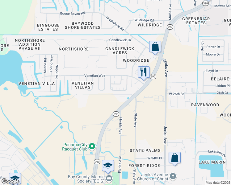 map of restaurants, bars, coffee shops, grocery stores, and more near 555 Palermo Road in Panama City