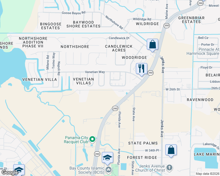 map of restaurants, bars, coffee shops, grocery stores, and more near 555 Palermo Road in Panama City