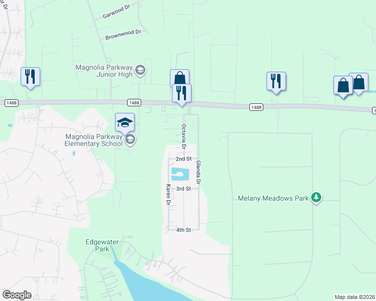 map of restaurants, bars, coffee shops, grocery stores, and more near 33226 Octavia Drive in Magnolia