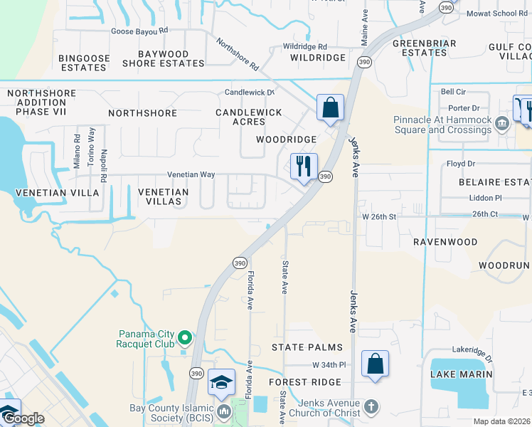 map of restaurants, bars, coffee shops, grocery stores, and more near 515 Palermo Road in Panama City