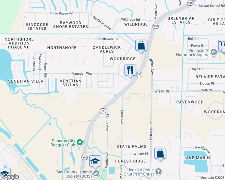 map of restaurants, bars, coffee shops, grocery stores, and more near 507 Palermo Road in Panama City