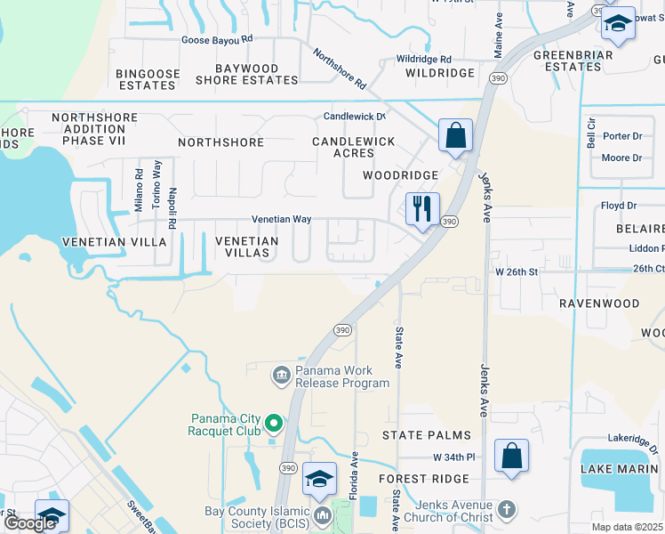 map of restaurants, bars, coffee shops, grocery stores, and more near 555 Palermo Road in Panama City
