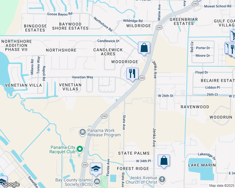 map of restaurants, bars, coffee shops, grocery stores, and more near 495 Palermo Road in Panama City
