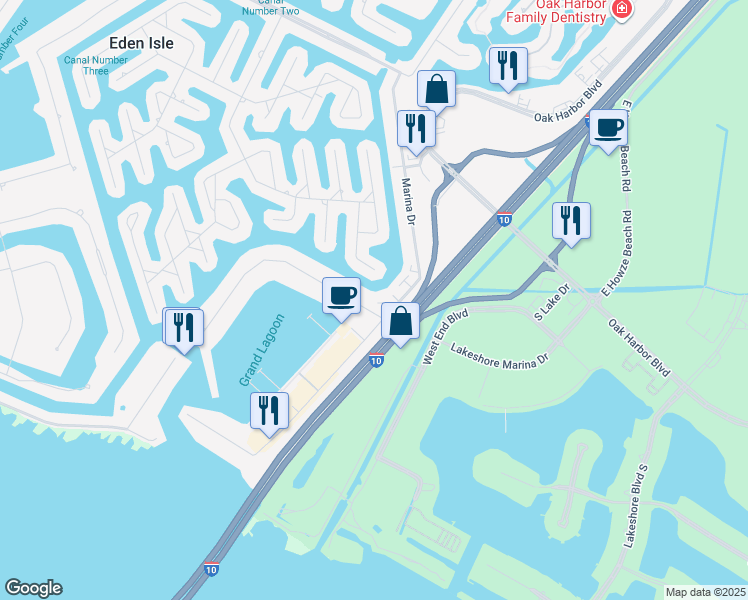 map of restaurants, bars, coffee shops, grocery stores, and more near 820 Marina Drive in Slidell