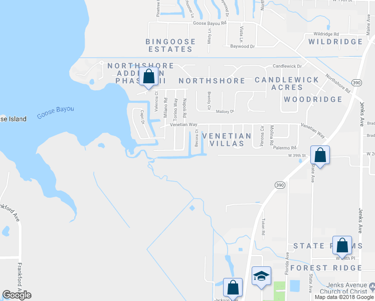 map of restaurants, bars, coffee shops, grocery stores, and more near 3900 Napoli Road in Panama City