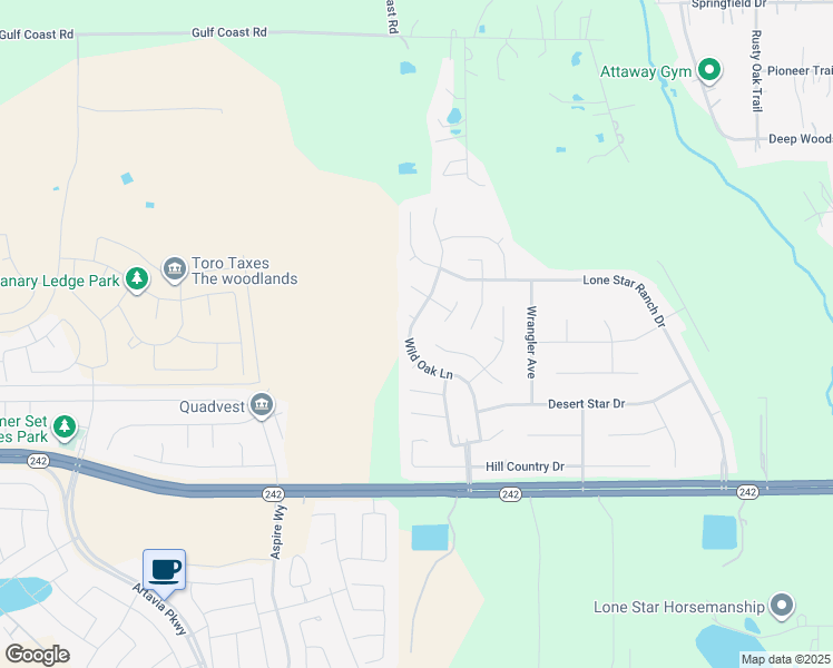 map of restaurants, bars, coffee shops, grocery stores, and more near 16281 Wild Oak Lane in Conroe