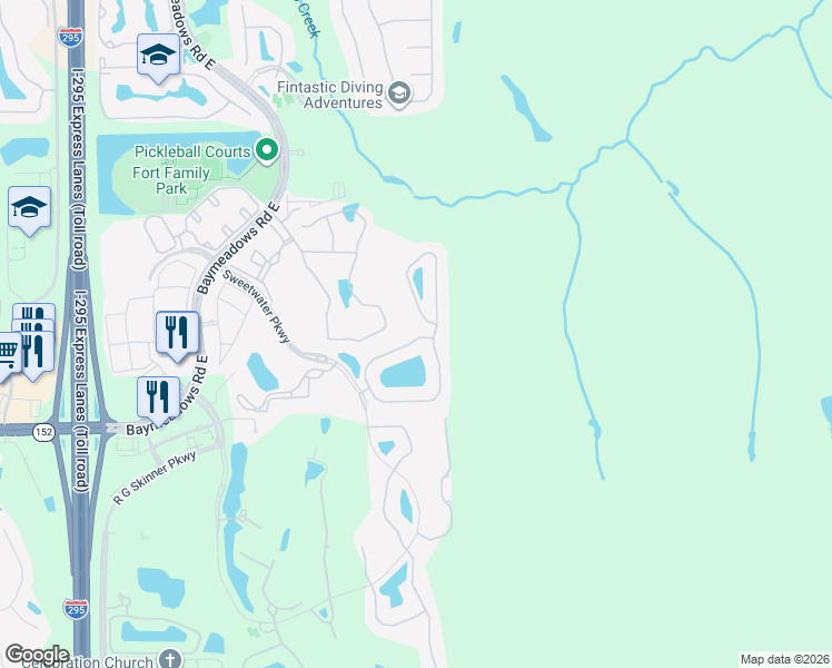 map of restaurants, bars, coffee shops, grocery stores, and more near 11856 Surfbird Circle in Jacksonville