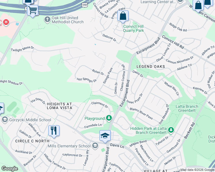 map of restaurants, bars, coffee shops, grocery stores, and more near 8114 Billy Bonney Court in Austin