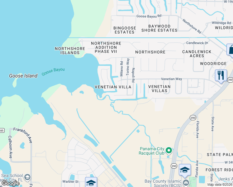 map of restaurants, bars, coffee shops, grocery stores, and more near 1220-1230 Tuscany Road in Panama City