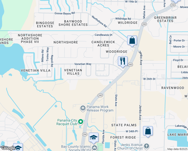 map of restaurants, bars, coffee shops, grocery stores, and more near 555 Palermo Road in Panama City