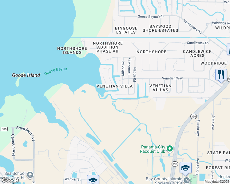 map of restaurants, bars, coffee shops, grocery stores, and more near 1220-1230 Tuscany Road in Panama City