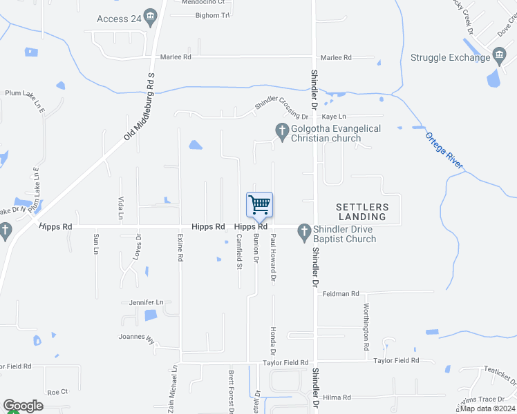 map of restaurants, bars, coffee shops, grocery stores, and more near 7060 Paul Howard Drive in Jacksonville