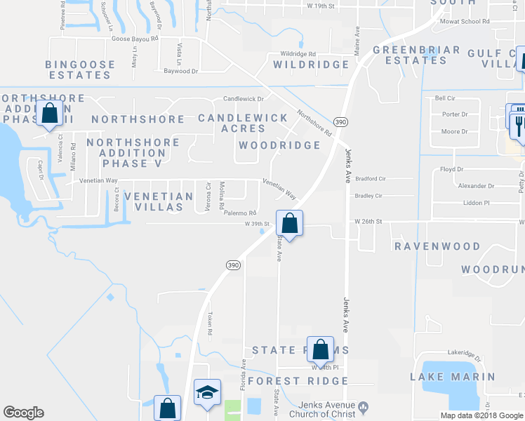 map of restaurants, bars, coffee shops, grocery stores, and more near 3902 Solano Road in Panama City