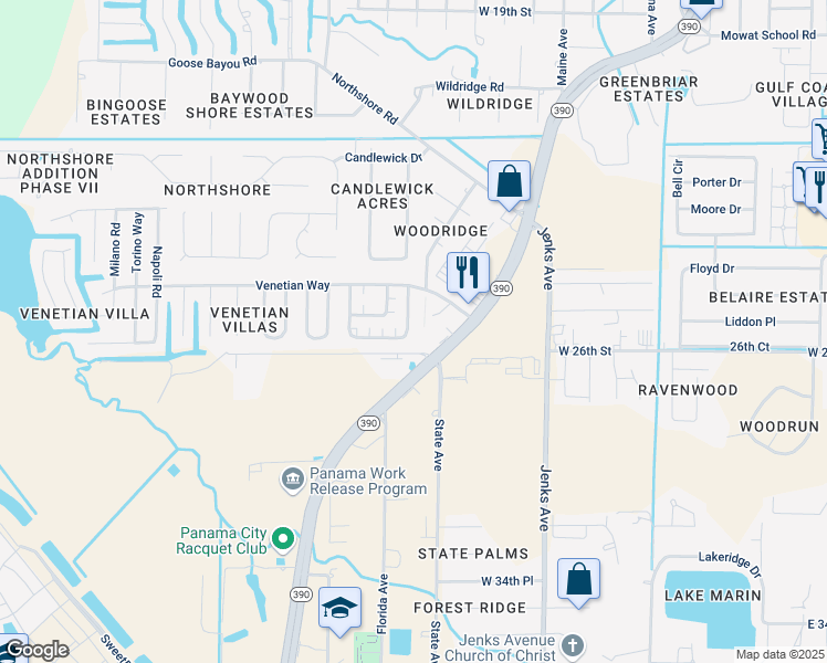 map of restaurants, bars, coffee shops, grocery stores, and more near 515 Palermo Road in Panama City