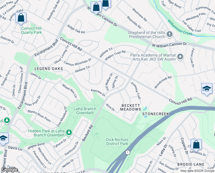 map of restaurants, bars, coffee shops, grocery stores, and more near 5601 Vol Walker Cove in Austin