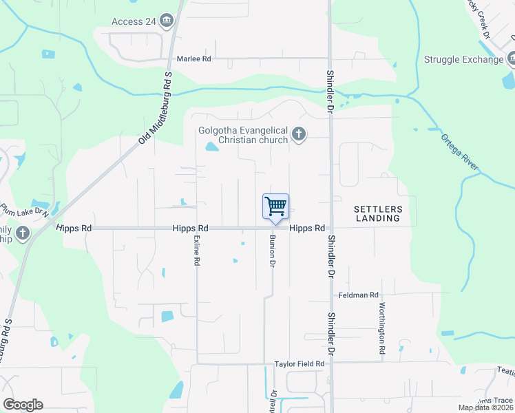 map of restaurants, bars, coffee shops, grocery stores, and more near 7039 Camfield Street in Jacksonville