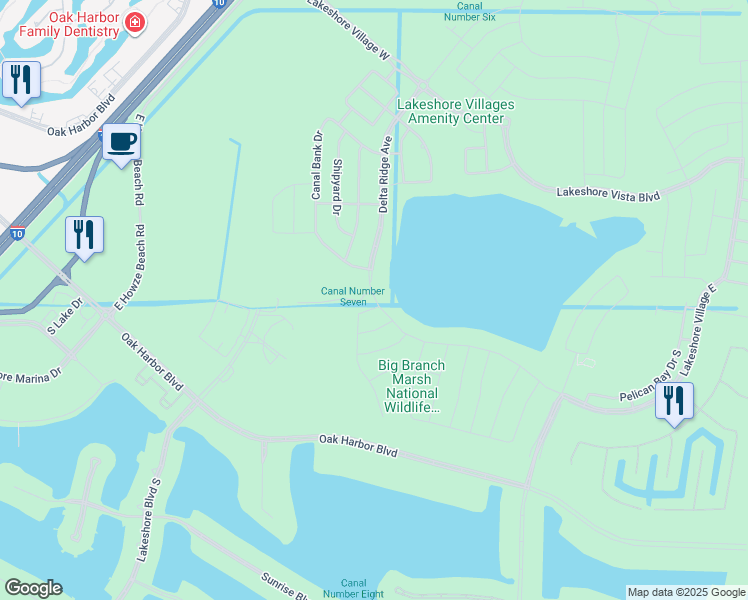 map of restaurants, bars, coffee shops, grocery stores, and more near 100 Harbor Center Boulevard in Slidell