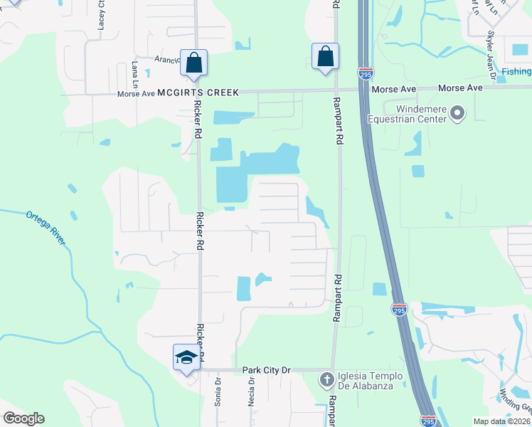 map of restaurants, bars, coffee shops, grocery stores, and more near 7412 Edenfield Park Road in Jacksonville