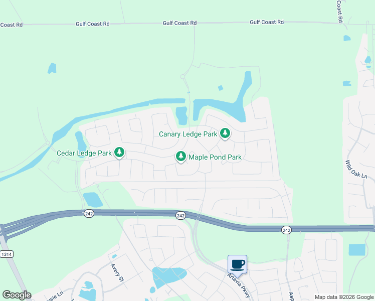 map of restaurants, bars, coffee shops, grocery stores, and more near 16205 Sun View Lane in Conroe