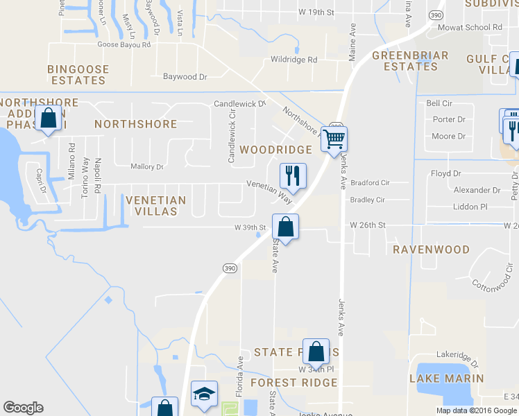 map of restaurants, bars, coffee shops, grocery stores, and more near 3912 Solano Road in Panama City