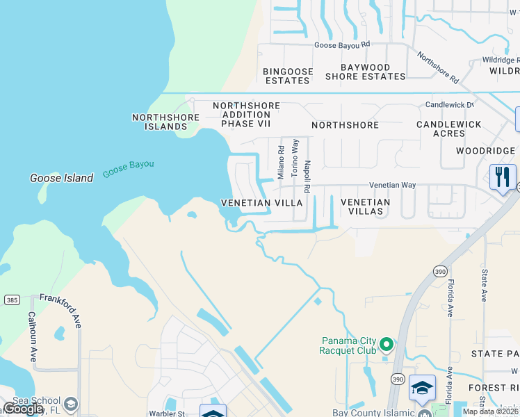 map of restaurants, bars, coffee shops, grocery stores, and more near 1220-1230 Tuscany Road in Panama City